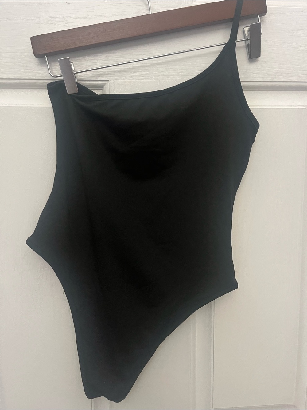 NEW WOMEN'S ONE SHOULDER BODYSUIT- BLACK- PETITE SMALL